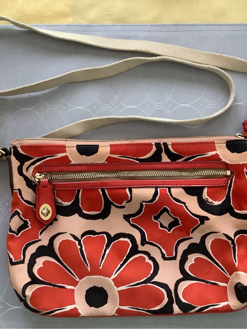 Coach Poppy Bag Floral Scarf Print East West Swingpack 49769 Crossbody Bag